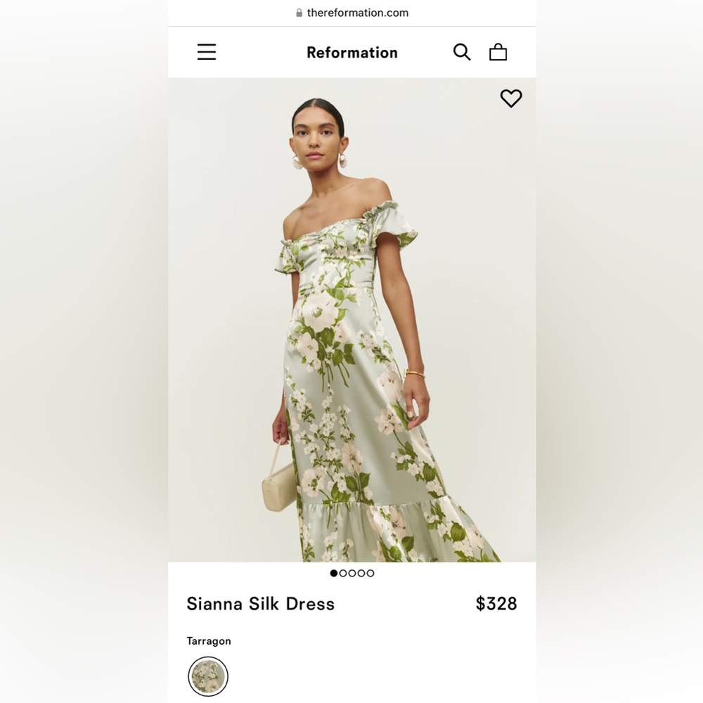 Reformation Sianna Silk Maxi Dress in Sage Green Floral